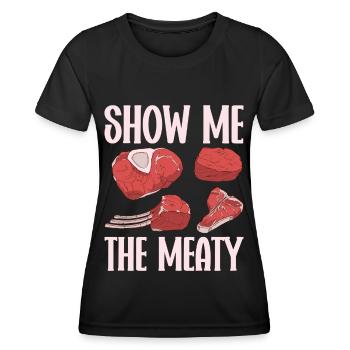 Boucherie, boucherie, boucherie, boucherie - T-shirt sport Femme - noir - Devant - AI Model Female 172 light (172cm)