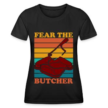 Boucherie, boucherie, boucherie, boucherie - T-shirt sport Femme - noir - Devant - AI Model Female 172 light (172cm)