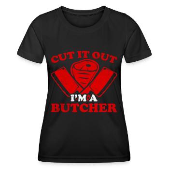 Boucherie, boucherie, boucherie, boucherie - T-shirt sport Femme - noir - Devant - AI Model Female 172 light (172cm)