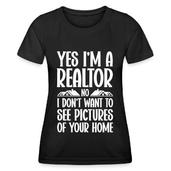 Agent immobilier Courtier immobilier Agent immobilier Agent immobilier - T-shirt sport Femme - noir - Devant - AI Model Female 172 light (172cm)