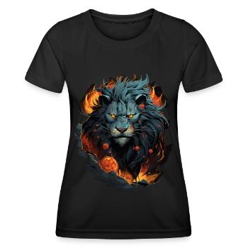 Lion, Lion's Head, Strong, Wild, Proud, Courageous, Royal - Women's Functional T-Shirt - black - Front - AI Model Female 172 light (172cm)