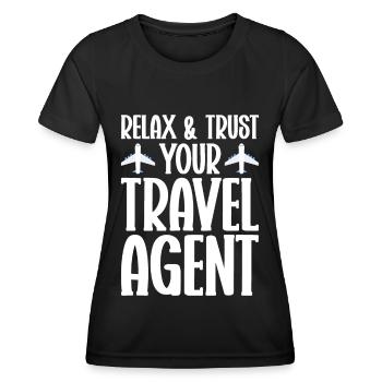 Commis au tourisme Agence de voyages - T-shirt sport Femme - noir - Devant - AI Model Female 172 light (172cm)