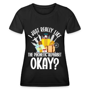 Commis au tourisme Agence de voyages - T-shirt sport Femme - noir - Devant - AI Model Female 172 light (172cm)