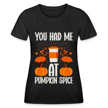 Citrouille Épices Latte Automne Halloween Citrouille Épices Épices - T-shirt sport Femme - noir - Devant - AI Model Female 172 light (172cm)
