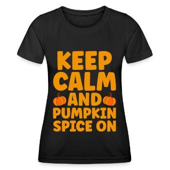 Citrouille Épices Latte Automne Halloween Citrouille Épices Épices - T-shirt sport Femme - noir - Devant - AI Model Female 172 light (172cm)