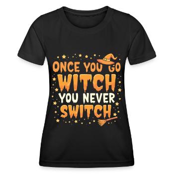 Costume de sorcière d’Halloween Balai de sorcière - T-shirt sport Femme - noir - Devant - AI Model Female 172 light (172cm)