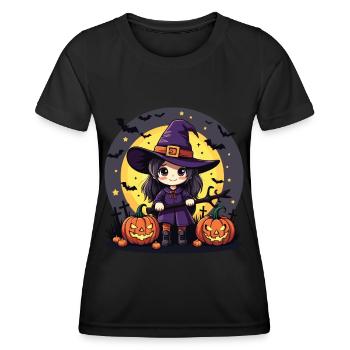 Costume de sorcière d’Halloween Balai de sorcière - T-shirt sport Femme - noir - Devant - AI Model Female 172 light (172cm)