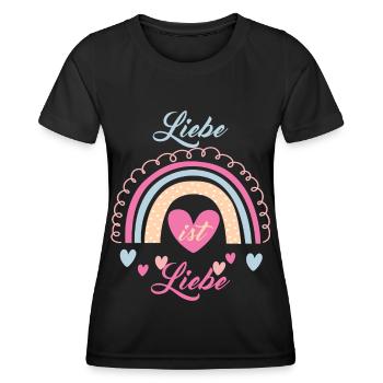 Liebe ist Liebe Regenbogen Herz Vielfalt - Frauen Funktions-T-Shirt - Schwarz - Vorne - AI Model Female 172 light (172cm)