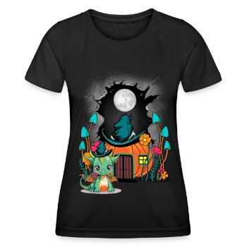 Pumpkin Halloween Dragon Dragon Child Kids Baby - Women's Functional T-Shirt - black - Front - AI Model Female 172 light (172cm)