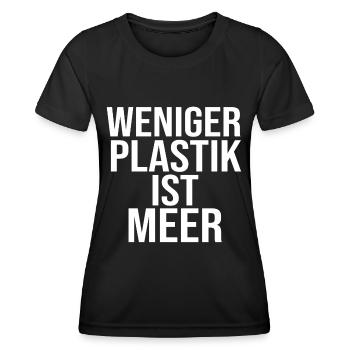 WENIGER PLASTIK IST MEER - Frauen Funktions-T-Shirt - Schwarz - Vorne - AI Model Female 172 light (172cm)