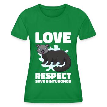 Binturong raccoon bear creeping cat - Women's Functional T-Shirt - kelly green - Front - AI Model Female 172 dark (172cm)