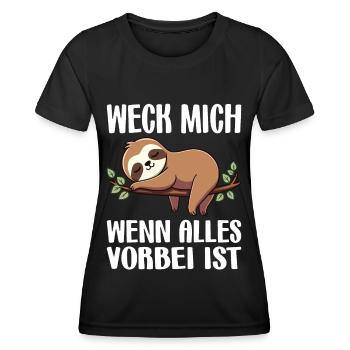 Weck Mich Wenn Alles Vorbei Ist / Langschläfer - Frauen Funktions-T-Shirt - Schwarz - Vorne - AI Model Female 172 light (172cm)
