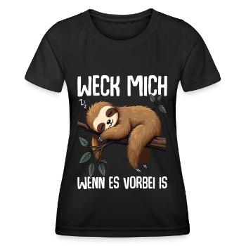 Weck Mich Wenn Alles Vorbei Ist / Langschläfer - Frauen Funktions-T-Shirt - Schwarz - Vorne - AI Model Female 172 light (172cm)