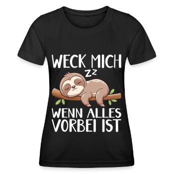 Weck Mich Wenn Alles Vorbei Ist / Langschläfer - Frauen Funktions-T-Shirt - Schwarz - Vorne - AI Model Female 172 light (172cm)