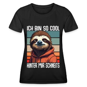I'm So Cool Behind Me Snow Sloth - Women's Functional T-Shirt - black - Front - AI Model Female 172 light (172cm)