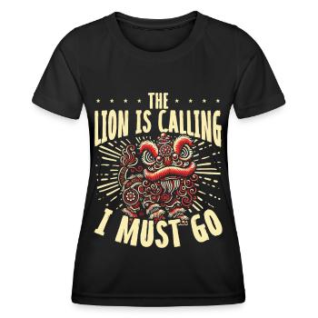 Lion Dance Chinesisches Neujahr Löwentanz - Frauen Funktions-T-Shirt - Schwarz - Vorne - AI Model Female 172 light (172cm)