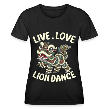 Lion Dance Chinesisches Neujahr Löwentanz - Frauen Funktions-T-Shirt - Schwarz - Vorne - AI Model Female 172 light (172cm)