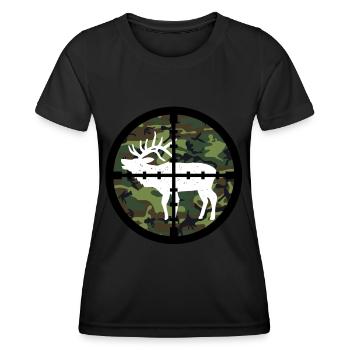 Jäger Jagen Elch - Frauen Funktions-T-Shirt - Schwarz - Vorne - AI Model Female 172 light (172cm)