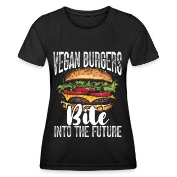 Vegetarischer Burger Veganer Burger Veggie-Burger - Frauen Funktions-T-Shirt - Schwarz - Vorne - AI Model Female 172 light (172cm)