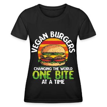 Vegetarian Burger Vegan Burger Veggie Burger - Women's Functional T-Shirt - black - Front - AI Model Female 172 light (172cm)