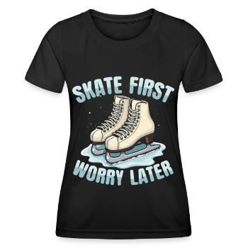 patineur patineur patin à glace patin à glace - T-shirt sport Femme - noir - Devant - AI Model Female 172 light (172cm)