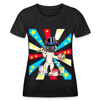 Artist Cat Cats Painter Art - Women's Functional T-Shirt - black - Front - AI Model Female 172 light (172cm)