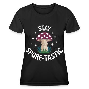 Stay Spore Tastic Mushroom - T-shirt sport Femme - noir - Devant - AI Model Female 172 light (172cm)
