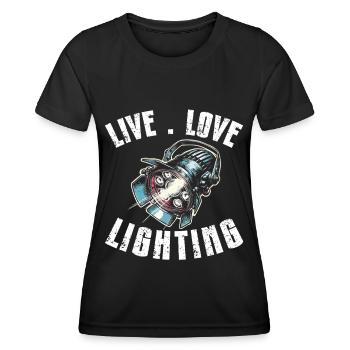 Lighting technician Lighting technician Lighting technology - Women's Functional T-Shirt - black - Front - AI Model Female 172 light (172cm)