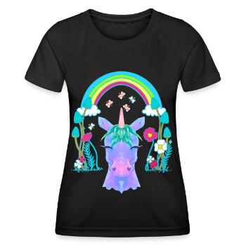 Licorne Licornes Arc-en-ciel Animaux mythiques Enfant - T-shirt sport Femme - noir - Devant - AI Model Female 172 light (172cm)