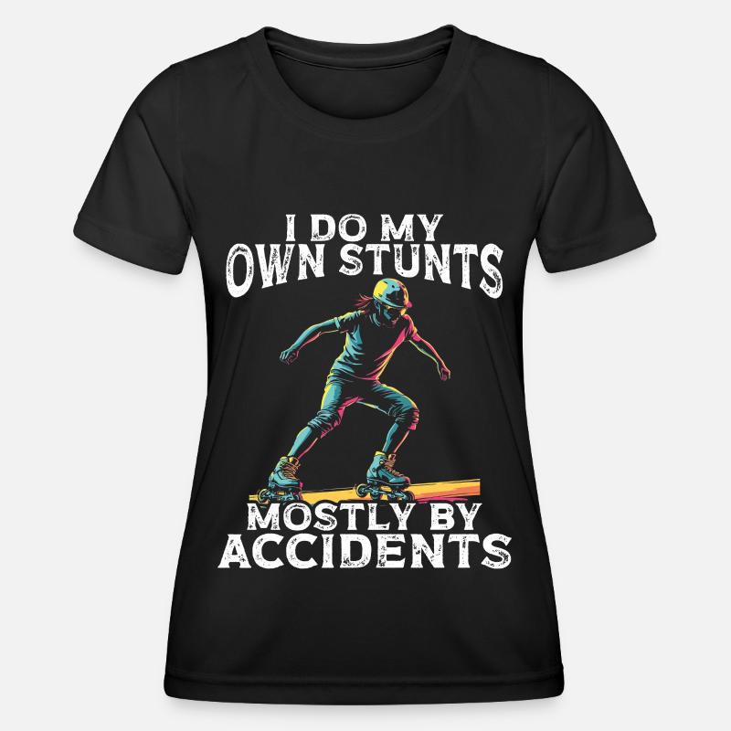 Inline Skating Rollerblading Inline Skates - Women's Functional T-Shirt - black