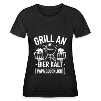 Barbecue On Beer Cold Dad Happy Father's Day - Women's Functional T-Shirt - black - Front - AI Model Female 172 light (172cm)