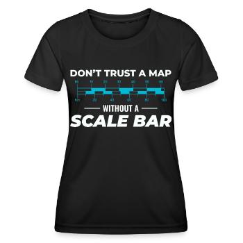 Karte Maßstab Balken GIS Kartografie Geograph Daten - Frauen Funktions-T-Shirt - Schwarz - Vorne - AI Model Female 172 light (172cm)