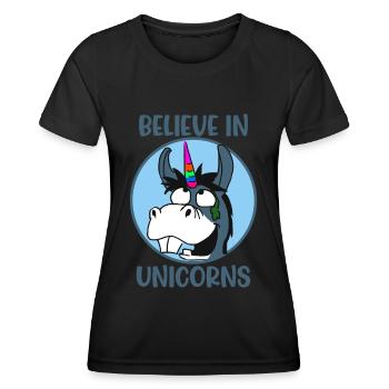 Croire Licorne - T-shirt sport Femme - noir - Devant - AI Model Female 172 light (172cm)