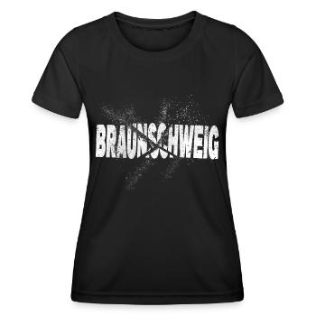 Braunschweig Germany City Font Grunge - Women's Functional T-Shirt - black - Front - AI Model Female 172 light (172cm)