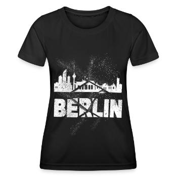 Berlin Allemagne City Skyline Font Grunge - T-shirt sport Femme - noir - Devant - AI Model Female 172 light (172cm)