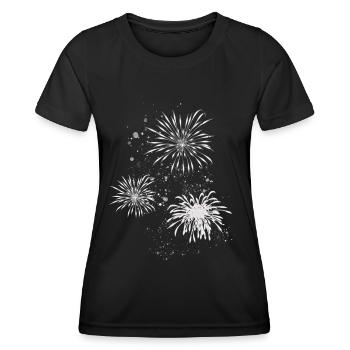 Feux d’artifice,Fusées,Étoiles,Réveillon du Nouvel An,Graffiti - T-shirt sport Femme - noir - Devant - AI Model Female 172 light (172cm)