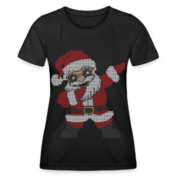 Santa Claus Dabbing Weihnachtsmann ugly christmas - Frauen Funktions-T-Shirt - Schwarz - Vorne - AI Model Female 172 light (172cm)