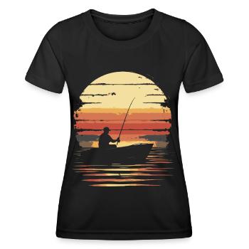 Fishing Boat Fishing Vintage Sunset - Women's Functional T-Shirt - black - Front - AI Model Female 172 light (172cm)