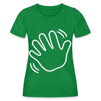 Emoji winken Skizze weiß - Frauen Funktions-T-Shirt - Kelly Green - Vorne - AI Model Female 172 dark (172cm)