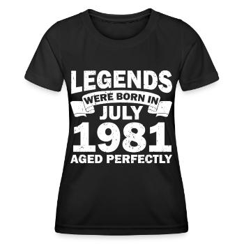 41ème anniversaire Juillet Né en 1981 Idée cadeau - T-shirt sport Femme - noir - Devant - AI Model Female 172 light (172cm)