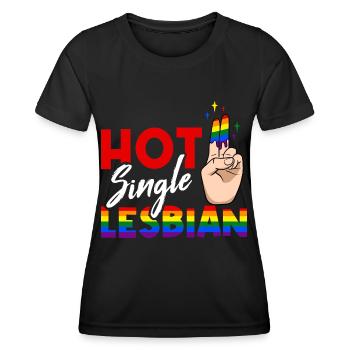 Hot Single Lesbian LGBTQ Lesbian Pride, CSD Pride - T-shirt sport Femme - noir - Devant - AI Model Female 172 light (172cm)