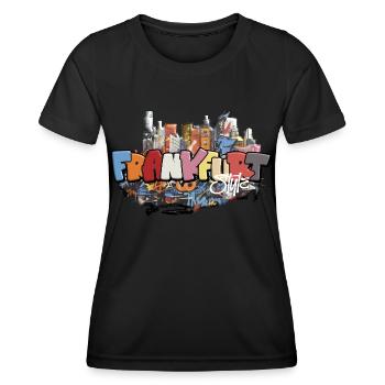 Frankfurt Ghetto Style Graffiti Airbrush Design - Frauen Funktions-T-Shirt - Schwarz - Vorne - AI Model Female 172 light (172cm)