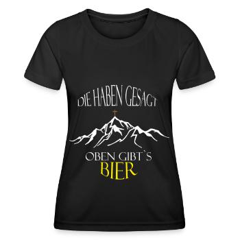 Wandern Natur Outdoor Bier Bergsteigen Geschenk - Frauen Funktions-T-Shirt - Schwarz - Vorne - AI Model Female 172 light (172cm)