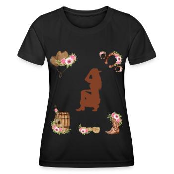 Western Girl - Frauen Funktions-T-Shirt - Schwarz - Vorne - AI Model Female 172 light (172cm)