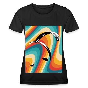Paragliding Retro Thermalling - Women's Functional T-Shirt - black - Front - AI Model Female 172 light (172cm)