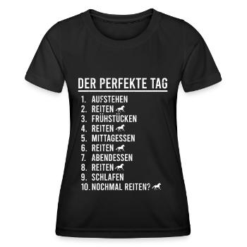 Stute oder Hengst für Reiter Reiterin Schimmel - Frauen Funktions-T-Shirt - Schwarz - Vorne - AI Model Female 172 light (172cm)