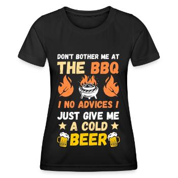 BBQ, Grillen und Bier trinken für Bierliebhaber - Frauen Funktions-T-Shirt - Schwarz - Vorne - AI Model Female 172 light (172cm)