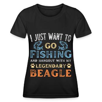 Angeln und fischen für Beagle Liebhaber - Frauen Funktions-T-Shirt - Schwarz - Vorne - AI Model Female 172 light (172cm)