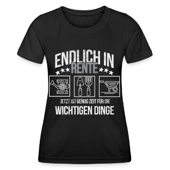 Rentner Hobbygärtner Ruhestand und Gartenarbeit - Frauen Funktions-T-Shirt - Schwarz - Vorne - AI Model Female 172 light (172cm)