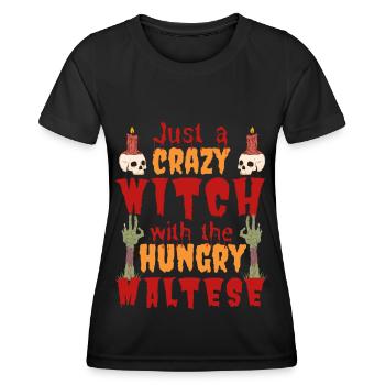 Maltese Halloween Costume Dog Saying - Women's Functional T-Shirt - black - Front - AI Model Female 172 light (172cm)